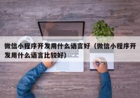 微信小程序开发用什么语言好（微信小程序开发用什么语言比较好）