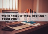 微信小程序开发公司十大排名（微信小程序开发公司哪家最好）