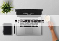 关于seo优化排名的信息