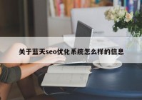 关于蓝天seo优化系统怎么样的信息