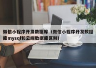 微信小程序开发数据库（微信小程序开发数据库mysql和云端数据库区别）