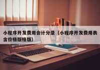 小程序开发费用会计分录（小程序开发费用表含价格版格版）